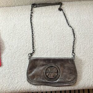 Tory Burch handbag gray silver color